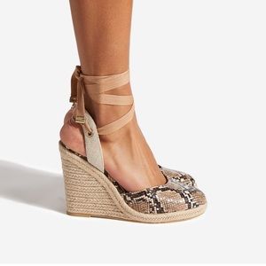 Tie Up Snakeskin Wedges